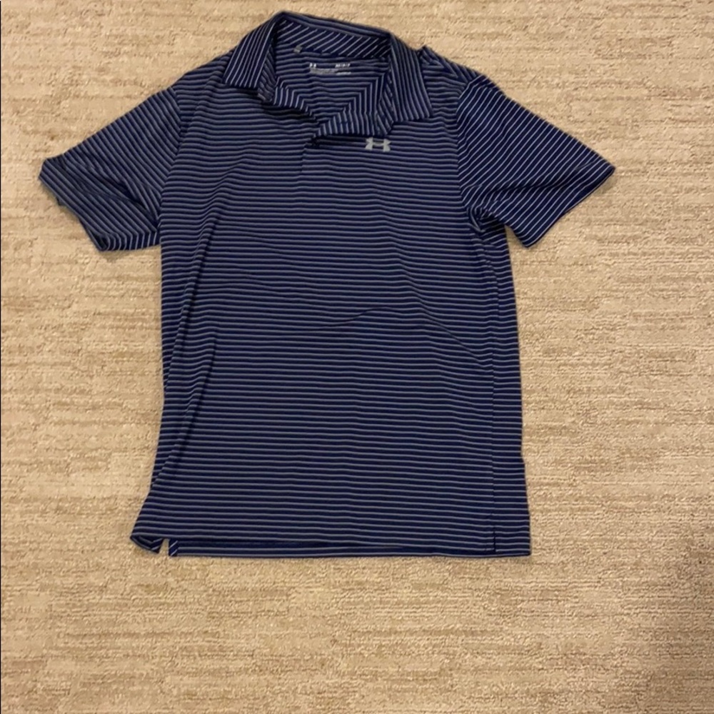 Blue and grey under armour polo